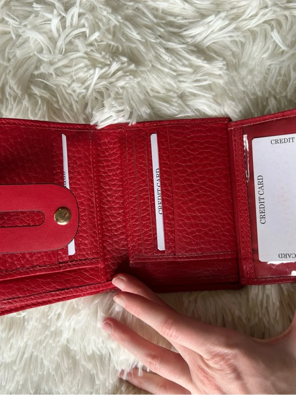 Genuine Leather | Red Pebbled Leather Bi-Fold Wallet